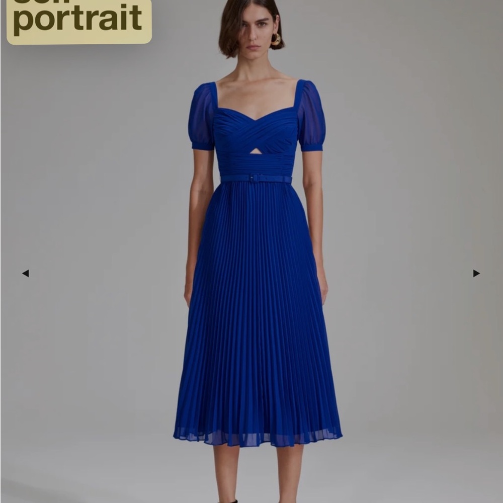 Self-Portrait Blue Midi Dress